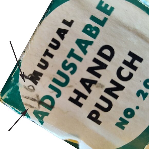 Vtg Mutual Adjustable Hand Punch No 20 Original Box Metal 2 or 3 Hole Made USA - Picture 16 of 16